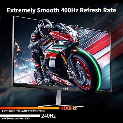 KTC 24.5 Inch 400Hz Gaming Monitor, FHD 1080P 240Hz Computer Monitor, Fast IPS, FreeSync/G-Sync Compatible, HDR400, DisplayPort x2 HDMI x2, VESA, Tilt Adjustable,H25X7 thumbnail 2