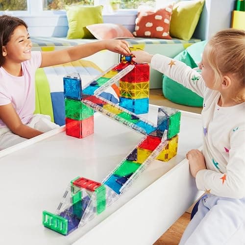 MAGNA-TILES Rail Racers Deluxe 90-Piece Magnetic Construction Set, The Original Magnetic Building Brand thumbnail 4