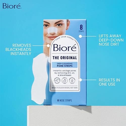 Bioré Original Blackhead Remover Strips, Deep Cleansing Nose Strips With Instant Pore Unclogging, Features C-Bond Technology, Oil-Free, Non-Comedogenic Use, 14 Count thumbnail 5
