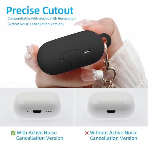 Compatible with AirPods 4 Case, Premium Soft Silicone Protective Case Cover for Apple AirPods 4th Generation with Cleaner Kit Keychain Accessories for Women Girls thumbnail 4