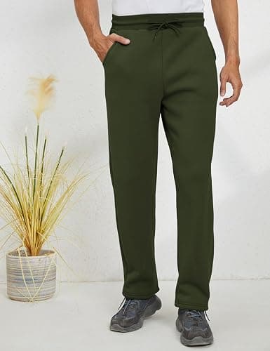 Gihuo Men's Winter Fleece Pants Sherpa Lined Sweatpants Active Running Jogger Pants thumbnail 3