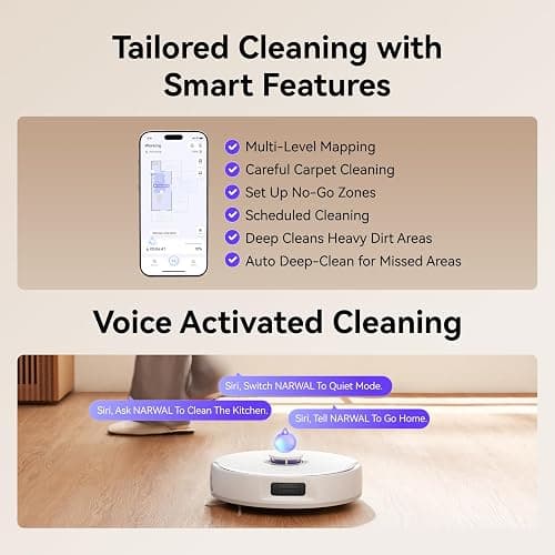 NARWAL Freo X10 Pro Robot Vacuum and Mop Combo, 11,000Pa Suction,DualFlow Tangle-Free System,MopExtend Edge Cleaning,Self-Emptying,Auto Mop Wash & Dry,for Pet Hair & Hard Floors,White thumbnail 10