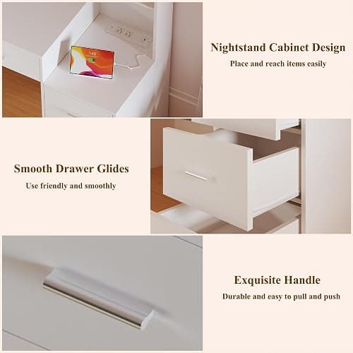 HUAHUU Large Vanity Desk with Mirror & Lights, White Makeup Vanity with 8 Drawers & 6 Storage Shelves, Vanity Set with LED Lights and Power Outlet, 3 Lighting Modes, Adjustable Brightness thumbnail 7