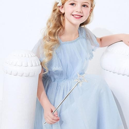 UOUYOO Silver 13 Inches Star Wand Angel Wand Princess Fairy Wand | for Halloween, Christmas, Thanksgiving, Holiday Shows thumbnail 5