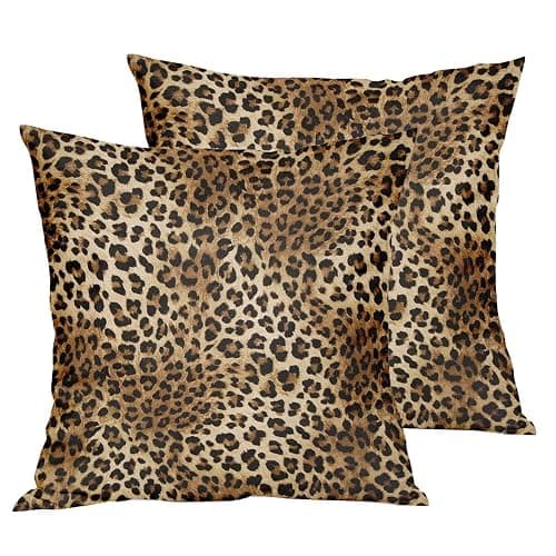 Granbey Brown Leopard Throw Pillow Cover - 2 Pcs Cheetah Pillow Case 22x22 inch Cotton Soft Animal Print Pillows Covers Decorative Cushion Cover for Home Couch Bed Sofa Double Side Printed - Image 1