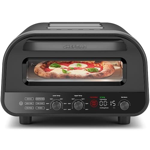 CHEFMAN Indoor Pizza Oven - Makes 12 Inch Pizzas in Minutes, Heats up to 800°F - Countertop Electric Pizza Maker with 5 Touchscreen Presets, Pizza Stone and Peel Included - Stainless Black - Image 1
