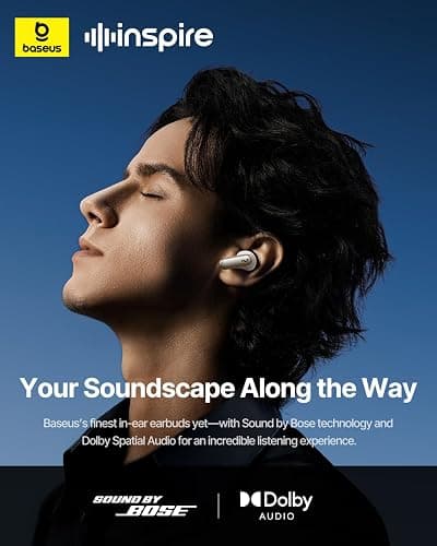 Baseus Inspire XP1 Adaptive Noise Cancelling Earbuds, Sound by Bose, Dolby Audio, Premium Real-Time Adaptive ANC, Adaptive Tuning Sound, Natural Fit Design, 6-Mic Adaptive Clear Calls, 45H Playtime thumbnail 2