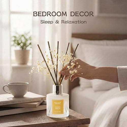 Airkeep Reed Diffuser Set,3.38 fl oz (100 ml) - Coconut Vanilla Oil Diffusers with 8 Reed Sticks, Home Fragrance Reed Diffuser for Bathroom Shelf Decor thumbnail 6
