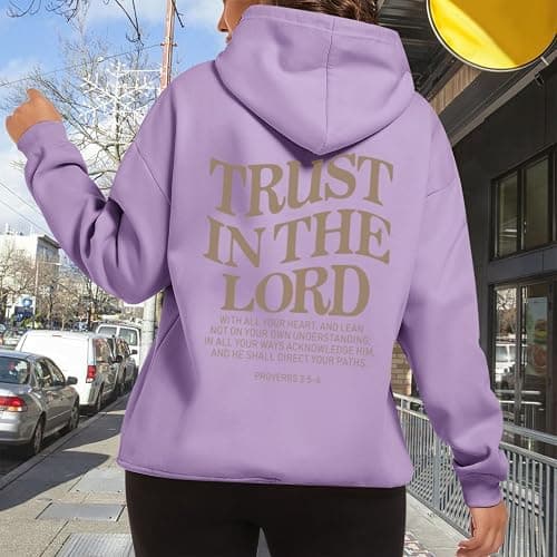 Tuislay Trust In The Lord Graphic Hoodies Christian Faith Sweatshirts For Women Bible Verse Religious Hoodie Pullover Tops thumbnail 3