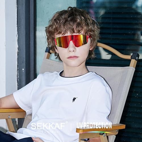 SEKKAF Youth Baseball Sunglasses for Boys Girls Age 6-12 Softball Cycling Sports Sunglasses for Kids Lightweight Frame thumbnail 7