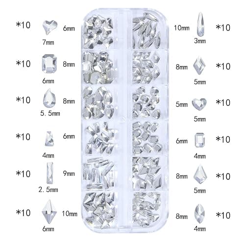 HNUIX Nail Rhinestones - 3D Multi Shape Size, Crystal Clear Nail Gems, Flat Back, with Kit, for Nail Art, DIY Decorations thumbnail 2