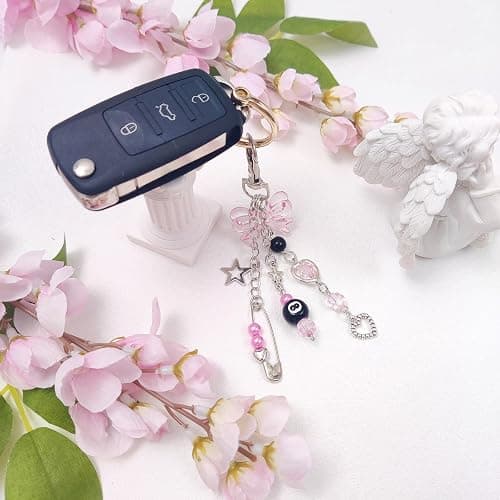 cioatu Y2K Aesthetic Keychains for Women Cute Flowers Star Cake Jellyfish Keychins Charms Kawaii Bag Purse Decor thumbnail 4