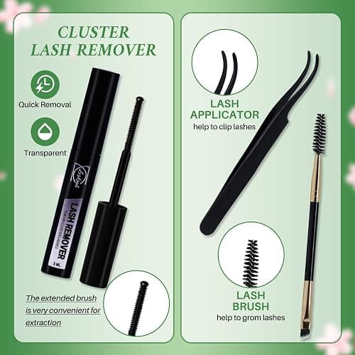 LASHSUN Lash Clusters Kit Wispy Eyelash Clusters Kit 1672PCS Multi-Type DIY Lashes Pestañas Postizas Naturales+Lash Bond and Seal*2,Remover*2,Lash Tweezers*2,Mascara Brush*2(6 Boxes Kit-2) thumbnail 6