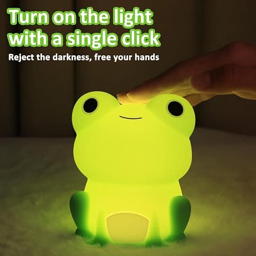 OkiyiD Frog Night Light for Nursery, Rechargeable Dimmable Bedside Lamp with Touch Control(ABS+SIL), Portable Kids Gift for Girls, Boys, Babies thumbnail 8