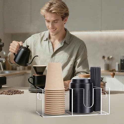 KZLCAKK Acrylic Coffee Cup Holder for Countertop, Coffee Bar Accessories and Organizer - Coffe Station Organizer for Cup Lid Stirrers Pod thumbnail 4