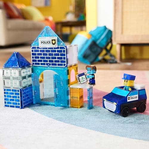 MAGNA-TILES Police Station 35-Piece Magnetic Construction Set, The Original Magnetic Building Brand thumbnail 2