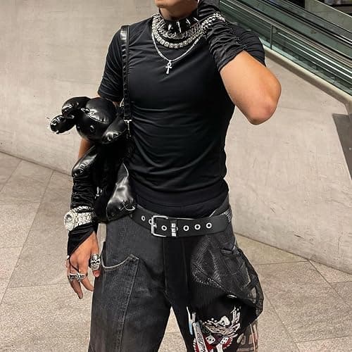 YA BELT Studded Belt for Women and Men Goth Metal Punk Belt Scene Style Cool Belts for Jeans thumbnail 7