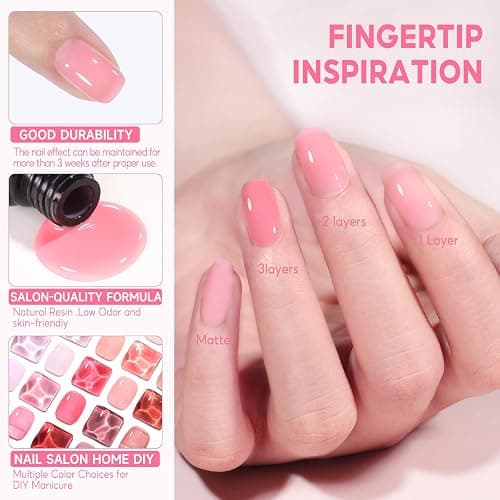 COSCELIA Fall Jelly Gel Polish Set 25 Colors Translucent Sheer Gel Nail Polish Brown Red Blue Green Pink all Season Colors for Nail Manicure Starer Kit Christmas DIY at Home thumbnail 4