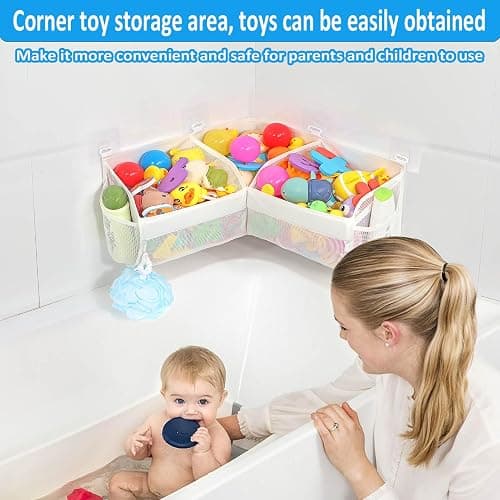 KPH bath toy storage， Say goodbye to the chaos of bath toys -3 compartments for bath toy holders keep your bathtub tidy, and bath toy organizers keep children's bath toys organized! thumbnail 3