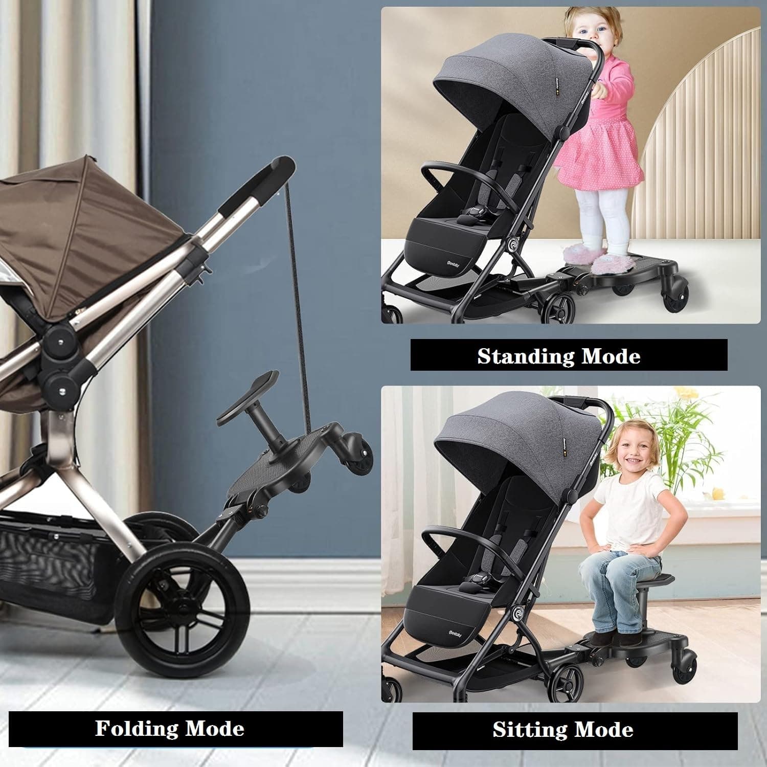 Universal Toddlers Stroller Board Kids Buggy Pushchair Jogger Travel Pram Buggy Board Seat Stand Connector Pram Accessories thumbnail 2