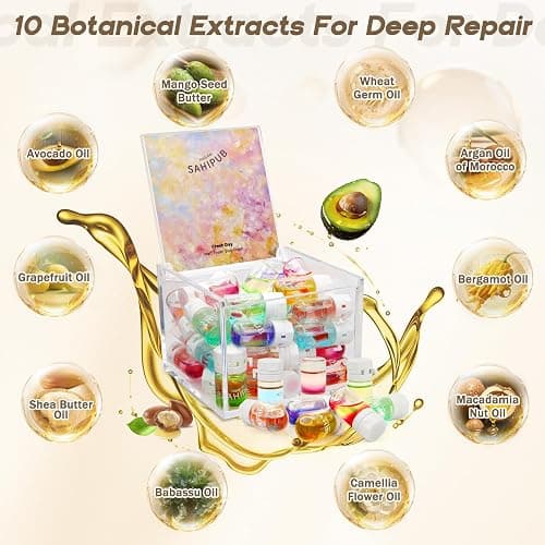 SAHIPUB Hair Oil Perfume - 40 Pcs Hair Perfume & Oil Serum Treatment Avocado Nourishing Shining for Women Man Frizz Dry Damaged Hair, Leave-in Serum Long Lasting Scent (Wild Rose) thumbnail 4
