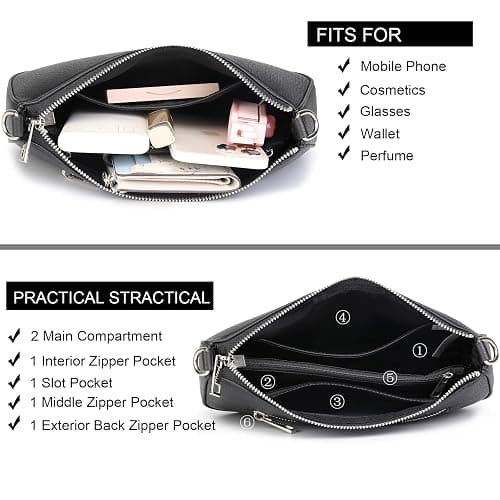 NIUEIMEE ZHOU Small Shoulder bag with 2 Removable Straps Cross Body Clutch Purse Handbag for Women thumbnail 5