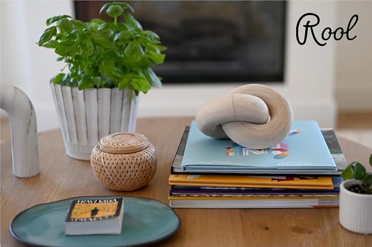 Rool Coffee Table Decor Book Shelf Decor Accents Home Decor Console Table Decorative Items Living Room Wood Knot Decor Chain Link Decorations Beige thumbnail 2