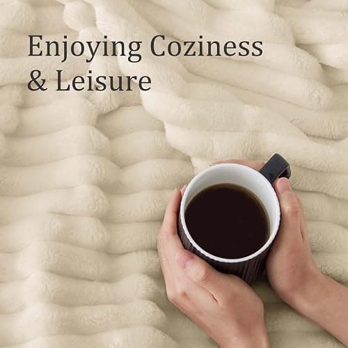 BEDELITE Beige Fleece Throw Blankets, Fluffy Blanket for Couch, 50x60 Inch | Soft Warm Plush Cozy Blanket, Fuzzy Blanket for Sofa Bed Bedroom Living Room Decor, Couverture, Gifts for Women Men Friends thumbnail 4