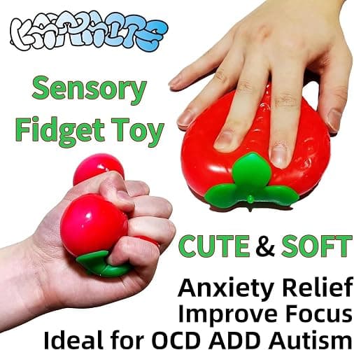 Strawberry Squishy, Strawberry Squishy Sensory Fidget Giant Jumbo Big Slow Rising Stress Ball Squeeze Toy Fruit Realistic for Relief, Adults Kids Gifts Party Favor (1pcs) thumbnail 4