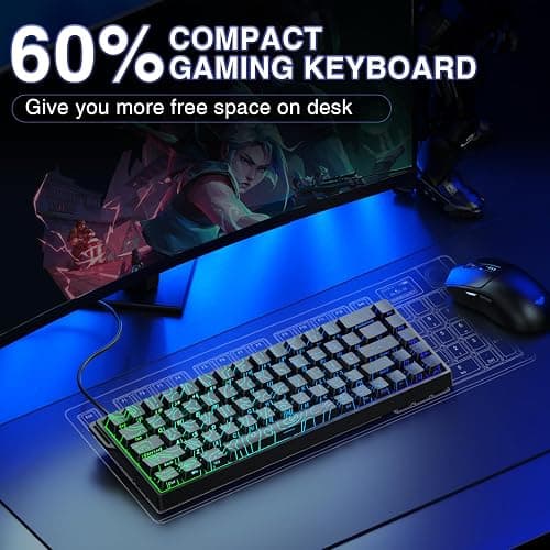 AULA WIN68 HE Mechanical Gaming Keyboard 60%, Hall Effect Magnetic Switch, Fast Trigger Mode Adjustable Actuation, 8000Hz Polling Rate, RGB Backlit, Small Wired Keyboard for Laptop/PC Gamer thumbnail 8