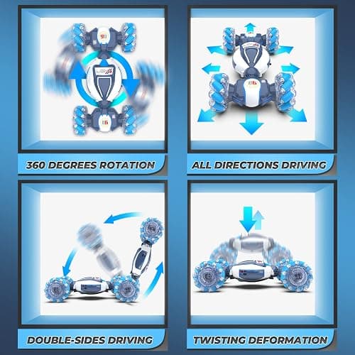 Gesture Sensing RC Stunt Car - Boys Toys Age 6-12, 360° Rotating 4WD Hand Controlled Remote Control Twist Car with Light & Music, Cool Birthday Presents and Ideas Gifts for Kids Age 7 9 10 11 12 yr thumbnail 3