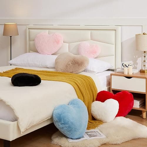 YRXRUS Heart Pillows, Love Heart Shaped Pillow, Small Cute Pink Heart Pillows for Gifts, Faux Rabbit Throw Pillows for Her, Kids, Girls Home Decoration, 10X11 Inch thumbnail 7