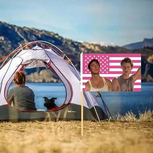 WENWELL JJ and Rafe USA Flag Tapestry - Funny Pink OuterBanks America Flag 3x5 Feet,Polyester Banner for College Dorm Room Bedroom Outdoor Parties Decor with Brass Grommets thumbnail 7