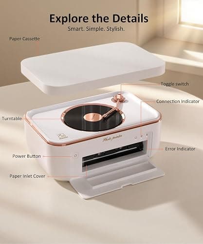 CP6000 Photo Printer 4x6'', Full Color Picture Printer, Wi-Fi Wireless Instant Photo Printers for Home Use (20 Papers & 1 Ribbon) for iOS Android, Thermal Dye Sublimation, AR Video, Fun App, White thumbnail 6