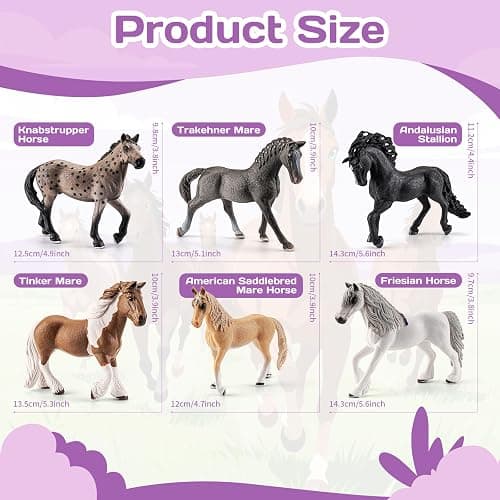 THINKBAY 6PCS 6 Inch Large Horse Figurines - Solid Farm Animal Toys | Realistic Farm Animals, Horse Figurines, Learning Toys for Toddlers, Party Favors, Birthday Gift, Cake Toppers, Gift for Kids thumbnail 4