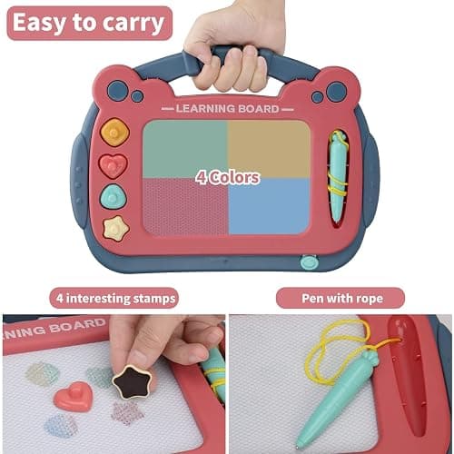 HCFJEH Magnetic Drawing Board for Toddlers 3, Color Erasable Doodle Writing Pad, Learning Painting Sketch Pad, Best Birthday Easter Christmas Halloween Kids Toy Gifts for Boys and Girls(Blue) thumbnail 5