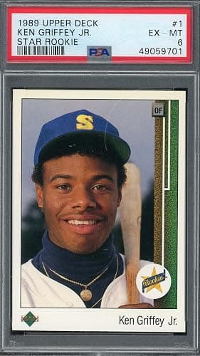 Ken Griffey Jr Rookie Card |1989 Upper Deck Baseball Star RC #1, PSA 6 Graded (Cert #49059701) - Image 1