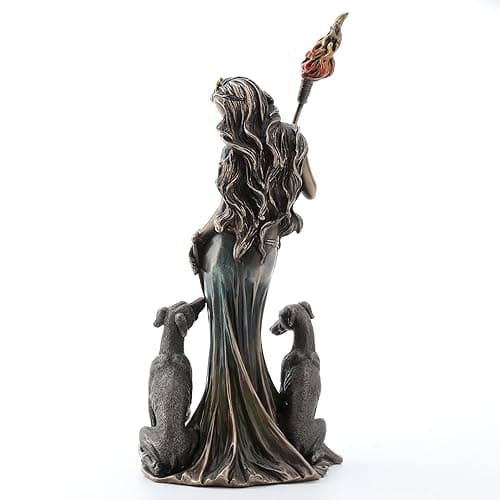 Veronese Design 13 3/8 Inch Hecate Greek Goddess of Magic with her Hounds Cold Cast Resin Sculpture Bronze Finish thumbnail 8