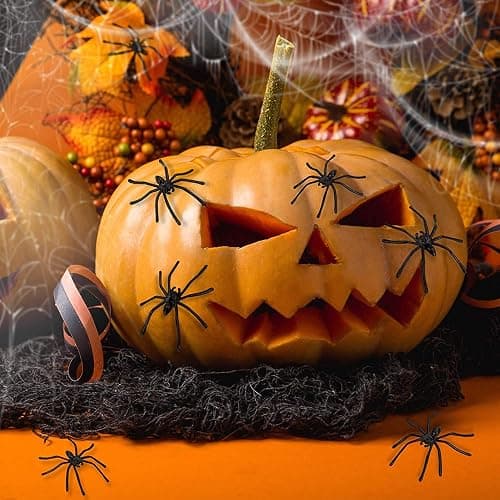 obqo 100 Pieces Halloween Spooky Black Plastic Spiders for Halloween Party Decorations, Prank Realistic Scary Spiders Toy for Kids Party Decorations thumbnail 5
