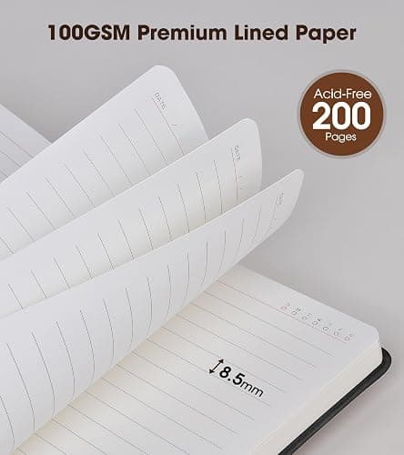 vfaejll A5 Lined Leather Journal Notebook,Hardcover Journal Set with Pen and Gift Box,100Pages 100gsm Thick Ruled Paper Daily Diary for Men Women School,Travel,Business,Work,Writing 5.9" X 8.4" thumbnail 5