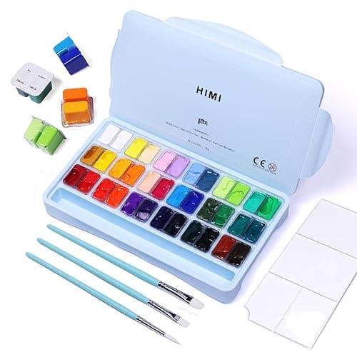 HIMI Gouache Paint Set, 36 Colors x 12ml Twin Jelly Cup Design with 3 Paint Brushes and a Palette in a Carrying Case Perfect for Artists, Students, Gouache Opaque Painting - Image 1