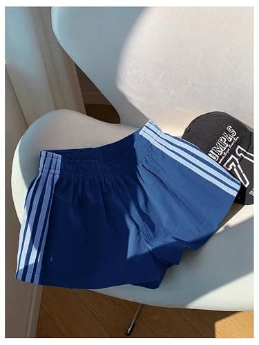 MakeMeChic Women's Y2k Striped Sweat Shorts Wide Leg Lounge Shorts Track Basketball Shorts thumbnail 4