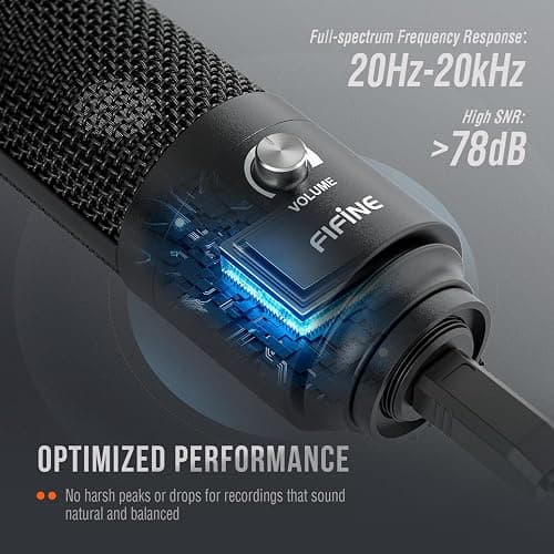 FIFINE Studio Condenser USB Microphone Computer PC Microphone Kit with Adjustable Boom Arm Stand Shock Mount for Instruments Voice Overs Recording Podcasting YouTube Vocal Gaming Streaming-T669 thumbnail 2