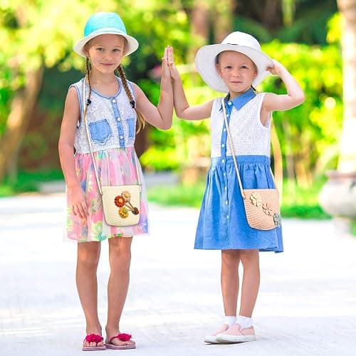 Weewooday 5 Pieces Little Girls Straw Purses Easter Sunflower Straw Shoulder Crossbody Bag Cute Shoulder Girlish Woven Bag for Outdoor Activities, 5 Styles thumbnail 7