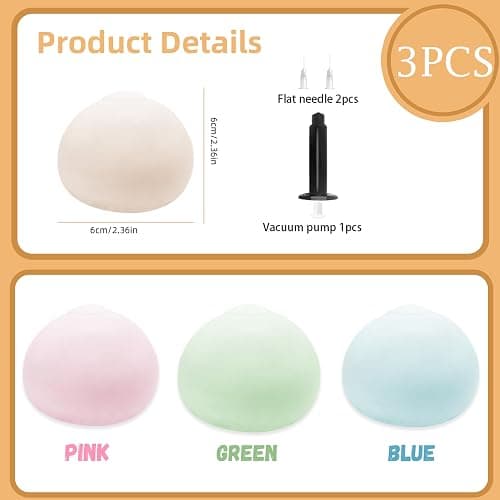 Chicooan 3 Pack Squishy Toys Beads Stress Balls, Crunchy Squishy Balls ASMR Toys with Air Pumps Smoothie Balls for Stress Relief, Squeeze Fidget Toys for Party Favors Employee Gifts thumbnail 2