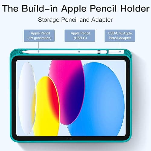 Akkerds Compatible with iPad (A16) 11th Generation Case 11 Inch 2025, for iPad 10th Generation Case 10.9 Inch 2022 with Pencil Holder, Slim Trifold Stand Protective Cover with Soft TPU Back, Teal thumbnail 4