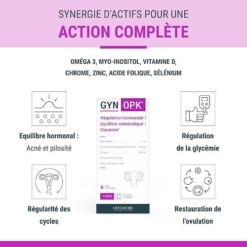 Densmore - GYN'OPK - Régulation hormonale et Glycémie - SOPK - Omega 3, Myo inositol, Acide folique, Zinc et Chrome - Complément alimentaire - 30 sachets - 1 mois thumbnail 3