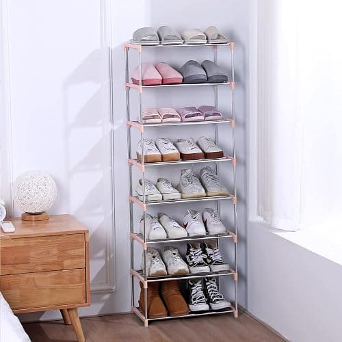 Jucaifu Stackable Small Shoe Rack, Entryway, Hallway and Closet Space Saving Storage and Organization (3-Tier, Pink) thumbnail 7