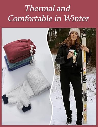 Flygo Women's Winter Warm Fleece Joggers Pants Sherpa Lined Athletic Active Sweatpants thumbnail 5