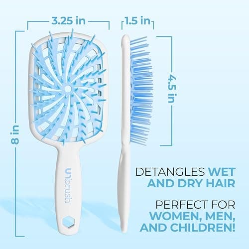 FHI Heat UNbrush Plus — Curly Hair Brush for Gentle & Effective Detangling on Wet or Dry Fragile Hair Types — Detangler Brush w/ 84 UltraFlex Bristles, Ultra-light, Vented, Anti Static Hairbrush thumbnail 5
